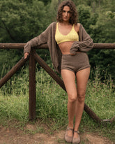 Kaitra: Taupe Cotton Hot Pants